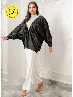 Label Swish - Black Sequence V Neck Gathered Top