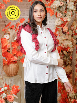 Label Swish - Red Sequence Ruffle Shirt