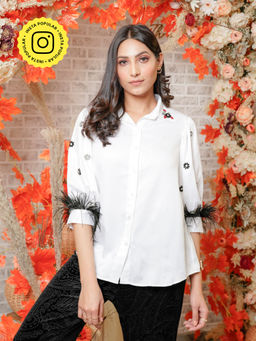 Label Swish - White Floral Stone Shirt