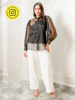 Label Swish - Black Organza Hot Air Balloon Top (Set of 2)