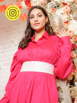 Label Swish - Hot Pink Gathered Shirt Dress