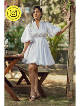 Label Swish - White Cotton Floral Mini Dress