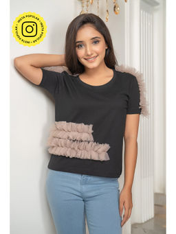 Label Swish - Beige Tulle Black T-Shirt