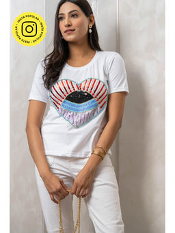 Label Swish - White The Evil Eye Heart T-Shirt