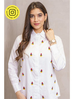 Label Swish - Lulu Lounge White Embellished Shirt