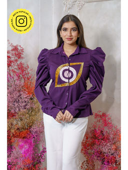 Label Swish - Daydream Purple Evil Eye Embellished Shirt