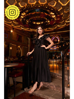 Label Swish - After Party Edit Black Ruffled Midi Dress