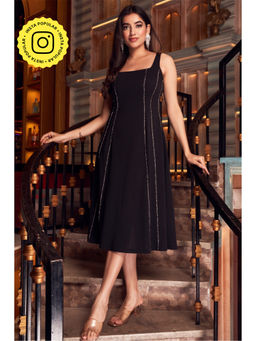 Label Swish - After Party Edit Black Lines Embellished Midi Dress