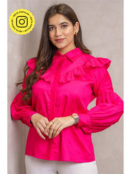 Label Swish - Lulu Hot Pink Frill Shirt