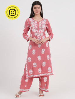 The Chikan Label - Peach Women's Chikankari Co-Ord Set