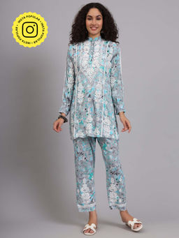 The Chikan Label - Grey Women Hand-Embroidered Chikankari Co-Ord Set