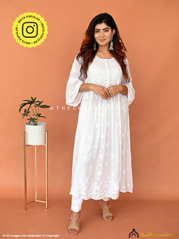The Chikan Label - Falak Modal Chikankari Anarkali - White