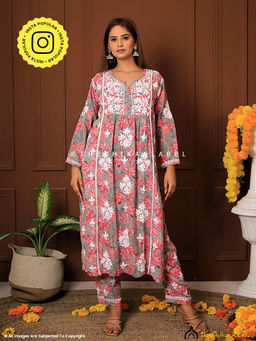 The Chikan Label - Nyra Modal Chikankari Kurta Set - Red