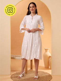 The Chikan Label - Embroidered Chikankari Muslin White Kurta