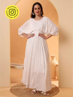The Chikan Label - Embroidered Chikankari White Anarkali Kurta