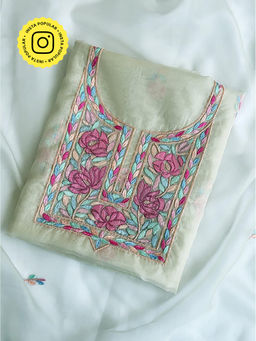 The Chikan Label - White Organza Chikankari Unstitched Kurti