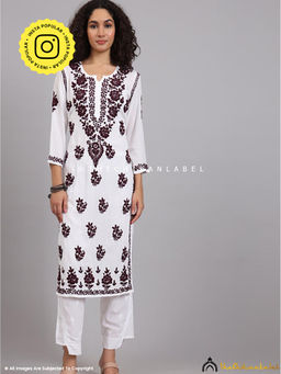 The Chikan Label - Jugni Modal Chikankari Straight White Kurta