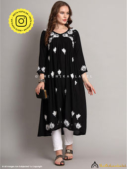 The Chikan Label - Alia Modal Black Chikankari Anarkali