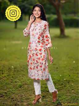 The Chikan Label - Beige Bagicha Mulmul Chikankari Straight Kurta