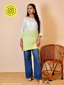 The Chikan Label - Multicolour Ira Cotton Chikankari Short Kurta