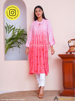 The Chikan Label - Pink Zahrah Muslin Chikankari Jhalar Yok Kurta