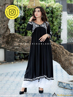 The Chikan Label - Alia Modal Chikankari Black Anarkali