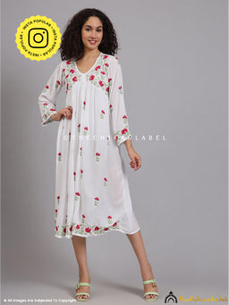 The Chikan Label - Alia Muslin Chikankari White Anarkali