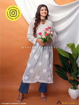 The Chikan Label - Sama Muslin Chikankari Straight White Kurta
