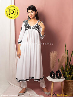 The Chikan Label - Alia Modal Chikankari White Anarkali