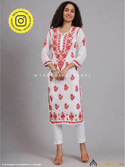 The Chikan Label - Jugni Modal Chikankari White Straight Kurta