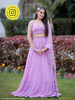 The Chikan Label - Lilac Sida Chikankari Semi-Stitched Lehenga with Blouse and Dupatta