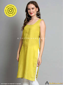 The Chikan Label - Cotton Camisole Inners for Kurtis and Kurta Mehndi Green