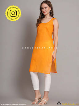 The Chikan Label - Cotton Camisole Inners for Kurtis and Kurta Mustard Yellow
