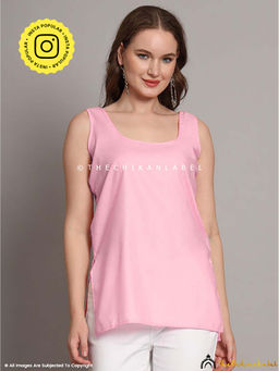 The Chikan Label - Cotton Short Camisole Inners for Kurtis and Kurta Baby Pink
