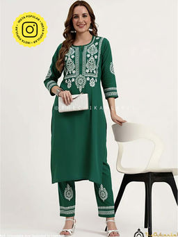 The Chikan Label - Women Cotton Embroidered Kurta and Pant