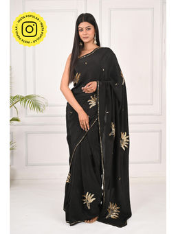 THREADS and BLOCKS - Golden Date Trees Saree with Unstitched Blouse