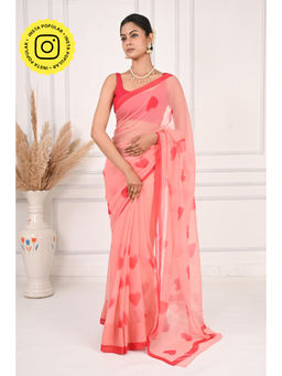 THREADS and BLOCKS - Dill Gulab Handpainted Saree with Unstitched Blouse