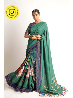 UDD DESIGN - Niyathi Green Saree with Unstitched Blouse
