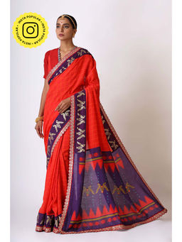 UDD DESIGN - Prem Red Purple Saree with Unstitched Blouse