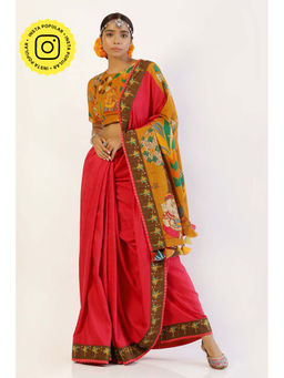 UDD DESIGN - Vinayaka Red Saree with Unstitched Blouse