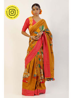 UDD DESIGN - Vakratunda Mustard Saree with Unstitched Blouse