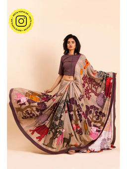 UDD DESIGN - Anandvan Multi-Color Saree with Unstitched Blouse