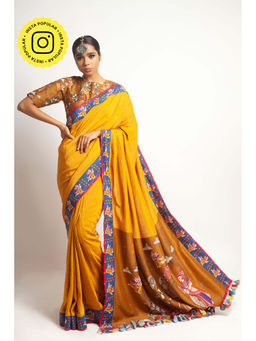 UDD DESIGN - Vanvas Mustard Saree with Unstitched Blouse