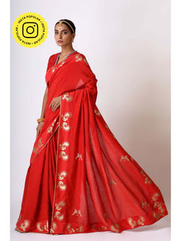UDD DESIGN - Prem Mayil Embroidered Saree with Unstitched Blouse