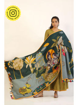 UDD DESIGN - Women's Maheshwari Printed Tassels Dupatta