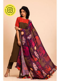 UDD DESIGN - Women's Gaji Printed Tassels Dupatta