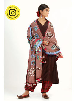 UDD DESIGN - Women's Brahmi Printed Tassels Dupatta