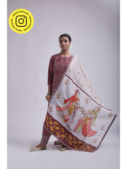UDD DESIGN - Women's Nude Phugoid Printed Gota Dupatta