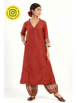 UDD DESIGN - Lakshmi Red Kurta with Salwar Pant (Set of 2)