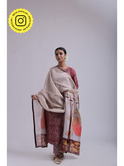 UDD DESIGN - Kamal Choga Purple Kurta with Pant and Phugadi Dupatta (Set of 3)